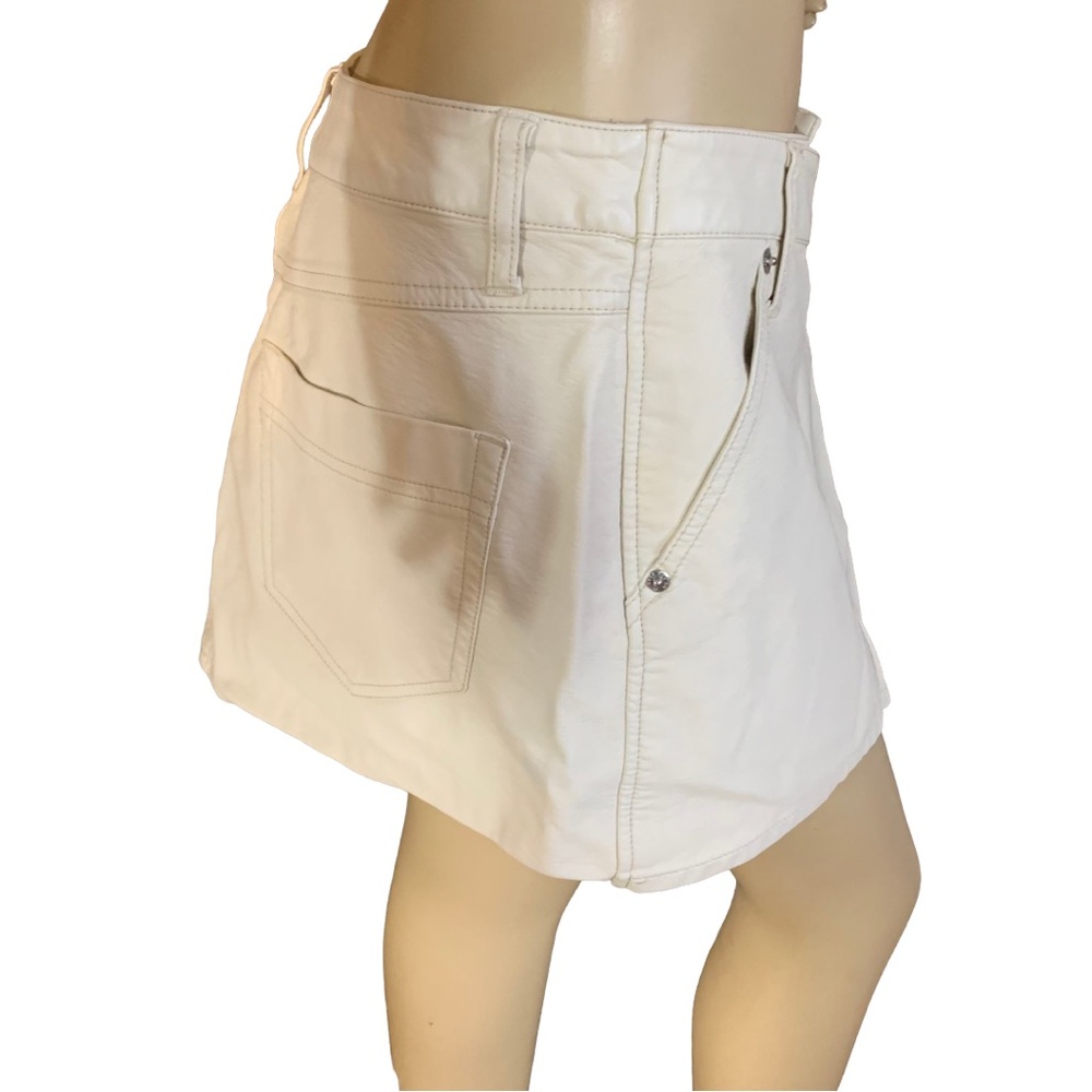 WE THE FREE "WYNNE" FREE PEOPLE FAUX LEATHER BONE CREAM MINI SKIRT (29/M) - Picture 5 of 12